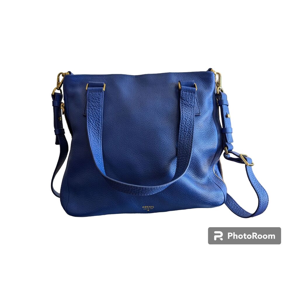 Fossil Royal Blue Leather Crossbody Bag